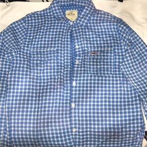 Blue and White Plaid Shirt